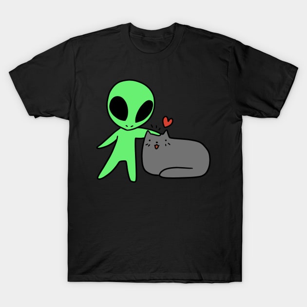 Alien Loves Cat T-Shirt by saradaboru